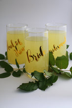 HiBall glasses perfect for cocktails. Personalised with "Bride", "Maid of Honor" and "Bridesmaid" - perfect gifts for the bridal party