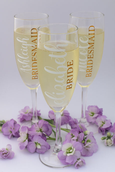 personalised bridal party champagne flutes